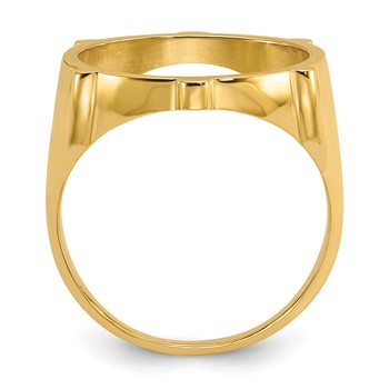 Wideband Distinguished Coin Jewelry 14k Men's Polished and Diamond-cut Fluted 16.5mm Coin Bezel Ring — alternate view