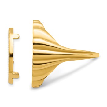 Wideband Distinguished Coin Jewelry 10k Ladies' Polished and Diamond-cut Fluted 16.5mm Coin Bezel Ring — alternate view