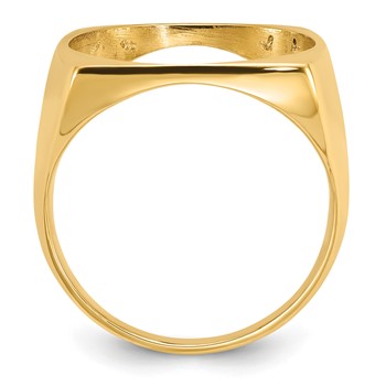 Wideband Distinguished Coin Jewelry 14k Men's Polished and Diamond-cut Square Shaped 16.5mm Coin Bezel Ring — alternate view