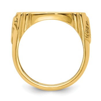 Wideband Distinguished Coin Jewelry 14k Men's Polished and Diamond-cut with Horse Sides 16.5mm Coin Bezel Ring — alternate view