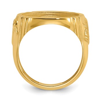 Wideband Distinguished Coin Jewelry 14k Men's Polished with Horse Sides 16.5mm Coin Bezel Ring — alternate view