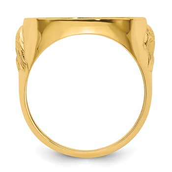 Wideband Distinguished Coin Jewelry 10k Men's Polished Textured and Diamond-cut with Eagle Sides 16.5mm Coin Bezel Ring — alternate view