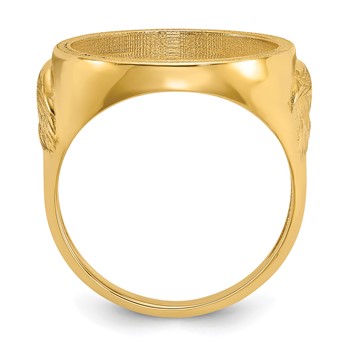 Wideband Distinguished Coin Jewelry 10k Men's Polished and Textured with Eagle Sides 16.5mm Coin Bezel Ring — alternate view
