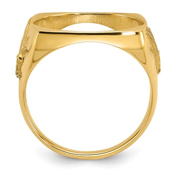 Wideband Distinguished Coin Jewelry 14k Men's Polished and Diamond-cut with Flying Eagle Side Square Shaped 16.5mm Coin Bezel Ring — alternate view