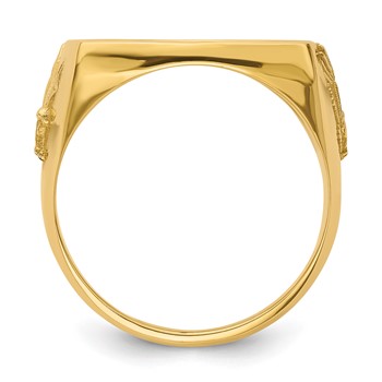 Wideband Distinguished Coin Jewelry 14k Men's Polished with Flying Eagle Side Square Shaped 16.5mm Coin Bezel Ring — alternate view