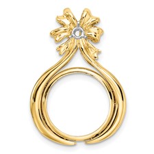 Image of Wideband Distinguished Coin Jewelry 14k Two-tone Polished Diamond Teardrop Bow 14.0mm Prong Coin Bezel Pendant Mounting