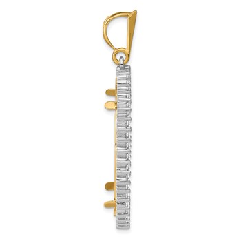 Wideband Distinguished Coin Jewelry 14k Two-tone Polished and Diamond-cut VS Diamond Circle 32.7mm Prong Coin Bezel Pendant — alternate view