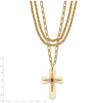Kennedy Gold-plated Agate & Crystal w/3in ext Brazilian Cross Necklace — alternate view