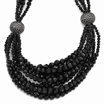 Kennedy Black Bead 17.25in w/ 2in ext Multi-strand Necklace