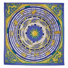 Image of Kennedy Blue Zodiac Handmade Silk 35in Fashion Scarf