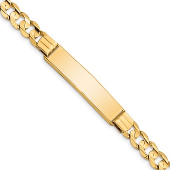 14k Polished Solid Chain/Solid Plate Curb Link 37x8mm Plate 8 inch ID Bracelet