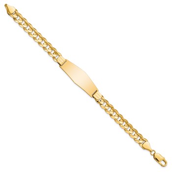 14k Polished Solid Chain/Solid Plate Curb Link Soft Diamond Shape 37.5x12mm Plate 8 inch ID Bracelet — alternate view