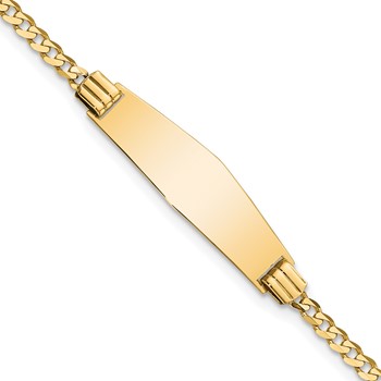 14k Polished Solid Chain/Solid Plate Curb Link Soft Diamond Shape 24.5x7.8mm Plate 7 inch ID Bracelet