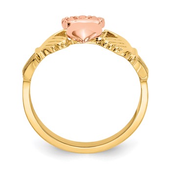 14k Two-tone Polished Claddagh Ring — alternate view