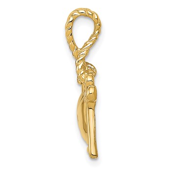 14K Polished Key Tied to Heart Lock Charm — alternate view