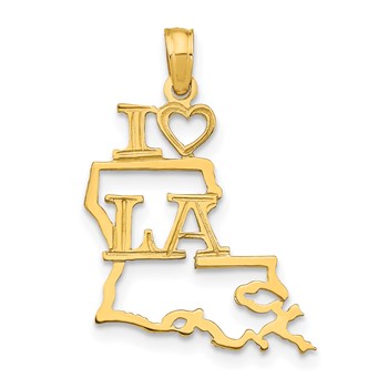 14k Solid Louisiana State Pendant