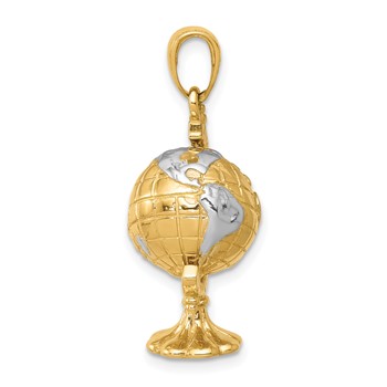 14K and White Rhodium 3-D Moveable Globe Pendant — alternate view
