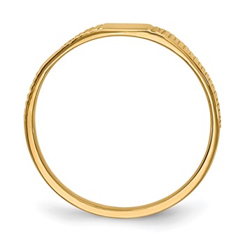 14k Polished and Ridged 3.5x2.25mm Closed Back Size 2 Baby Rectangular Signet Ring — alternate view