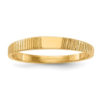 14k Polished and Ridged 3.5x2.25mm Closed Back Size 2 Baby Rectangular Signet Ring