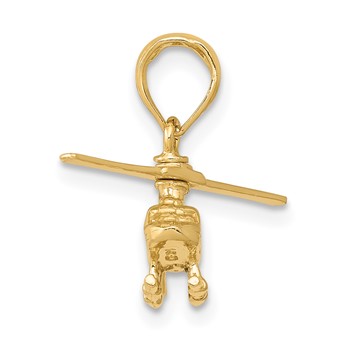 14k 3-D Moveable Rotor Helicopter Pendant — alternate view