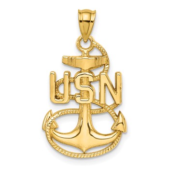 14k United States Navy USN Anchor Pendant