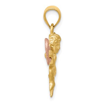 14k Two-tone Satin Diamond-cut Angel Charm — alternate view