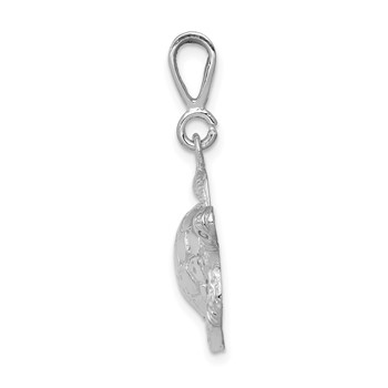 14k White Gold Solid Polished Open-Backed Sea Turtle Pendant — alternate view