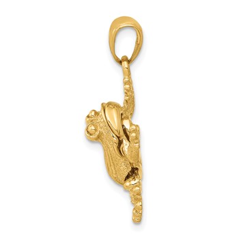 14k Solid Polished 3-D Frog with Moveable Back Legs and Mouth Pendant — alternate view