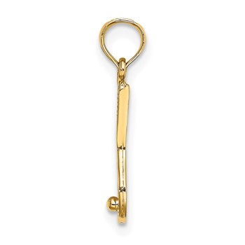 14K Solid Polished 3-D Tennis Racquet Charm — alternate view