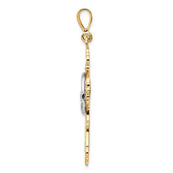 14k Two-tone Claddagh Cross Pendant — alternate view