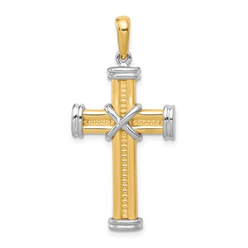 14k Two-tone Fancy -X- Cross Pendant
