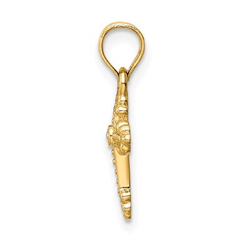 14k Tiny Budded Cross Charm — alternate view