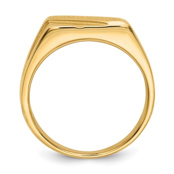 14k 13.0x11.0mm Open Back Diagonal Mens Signet Ring — alternate view