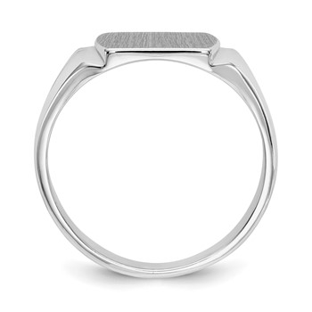 14k White Gold 10.5x8.0mm Cushion Closed Back Signet Ring — alternate view