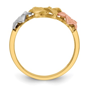 14k Tri-color Three Plumeria Flowers Ring — alternate view