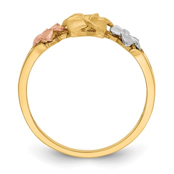 14k Tri-color Three Plumeria Flowers Ring — alternate view