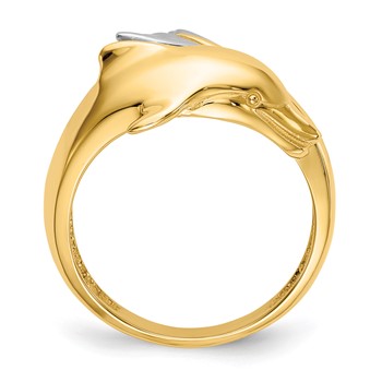 14k Two-tone Polished Dolphin Ring — alternate view