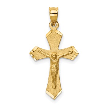 14k Satin Diamond-cut Crucifix Charm