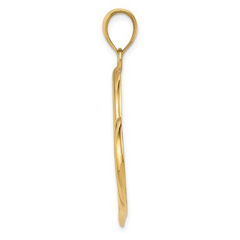 14K Polished Open Dangling Heart Pendant — alternate view