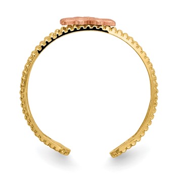 14k Two-tone Flower Toe Ring — alternate view