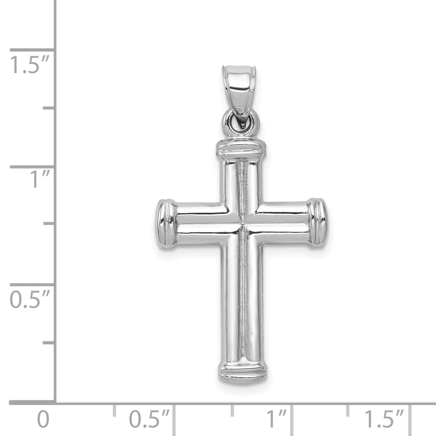 Cross Charm Pendant 14k White Gold 34x18.3mm Religious Hollow product image view 3