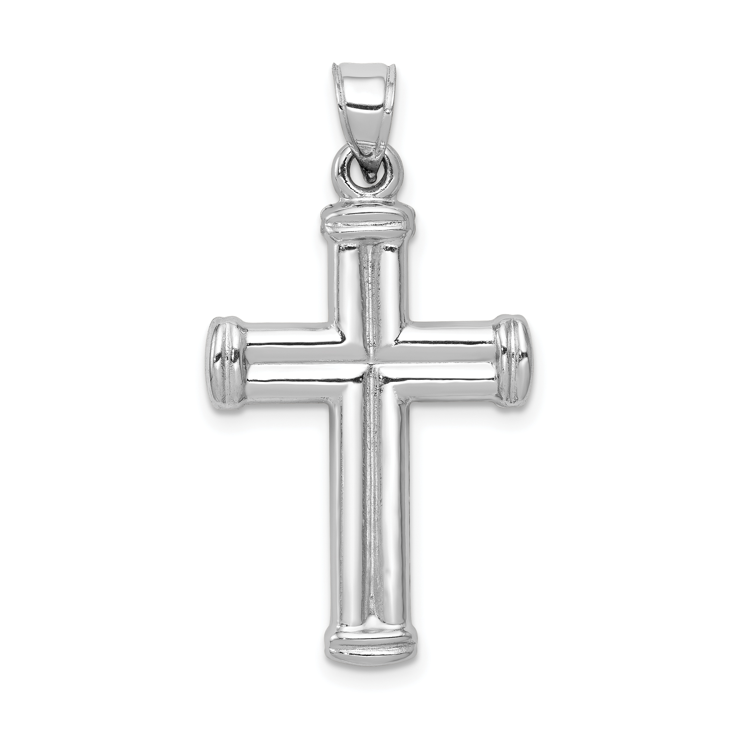 Cross Charm Pendant 14k White Gold 34x18.3mm Religious Hollow main product image