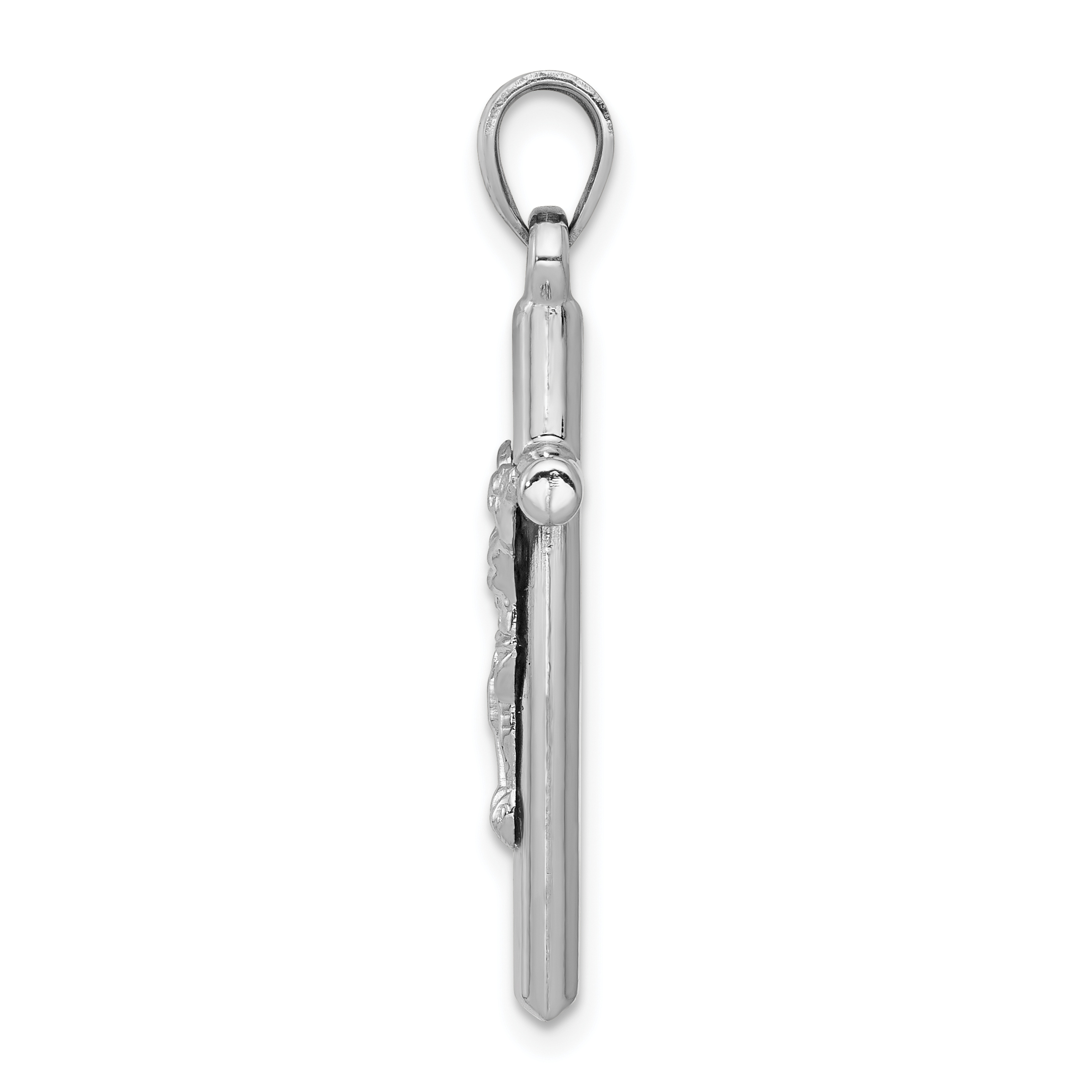 Crucifix Charm Pendant 14k White Gold 33x15mm Religious Hollow detailed image 2