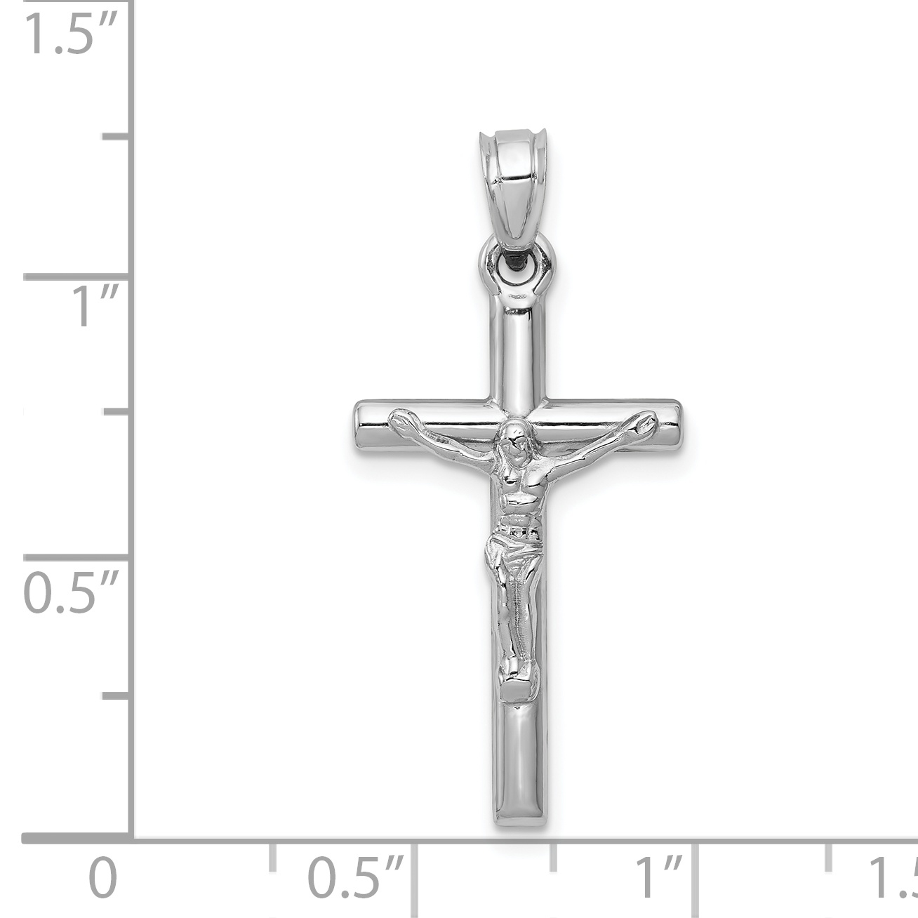 Crucifix Charm Pendant 14k White Gold 33x15mm Religious Hollow detailed image 3