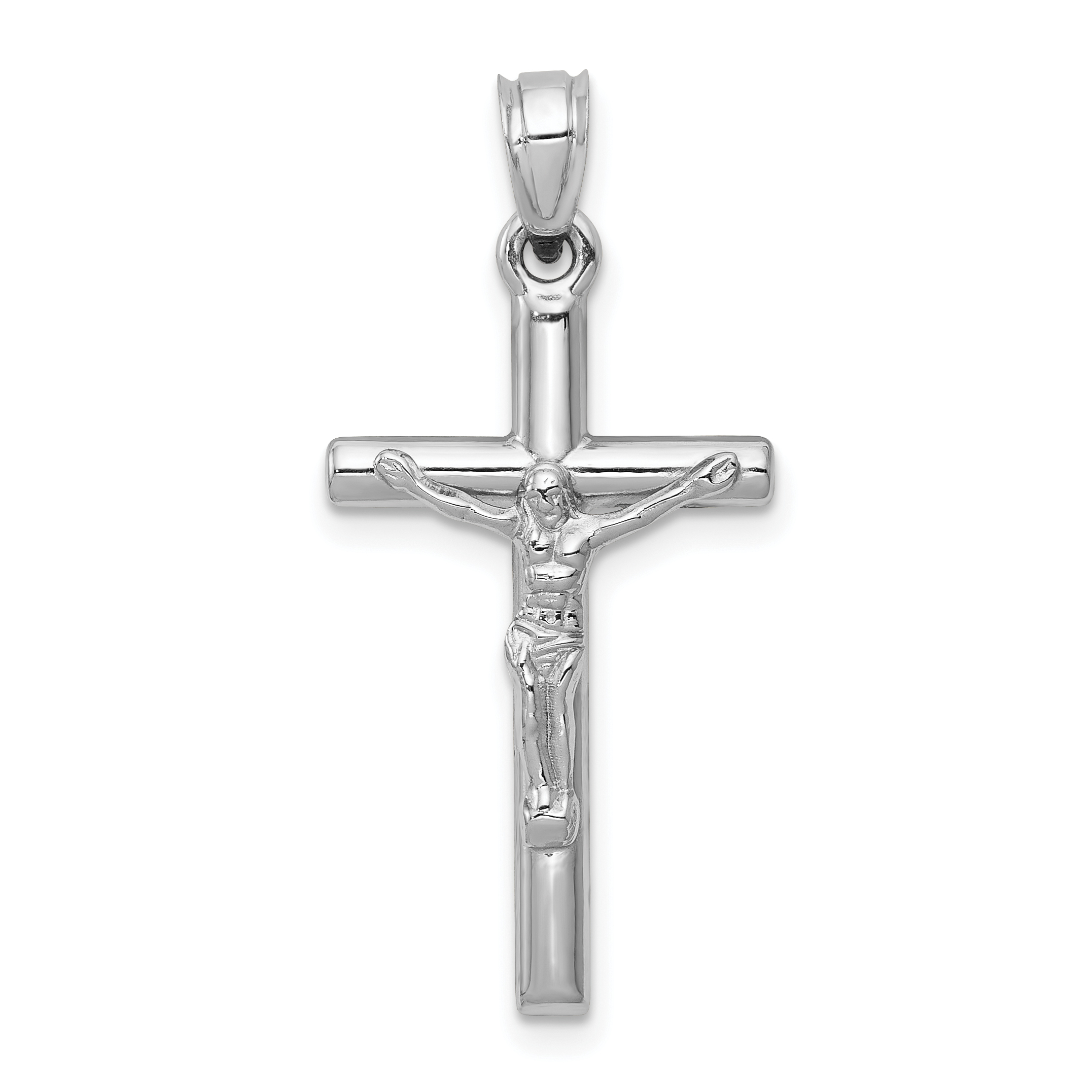 Crucifix Charm Pendant 14k White Gold 33x15mm Religious Hollow main product image
