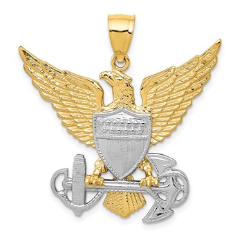 14K Two-tone U.S. Navy Eagle Pendant