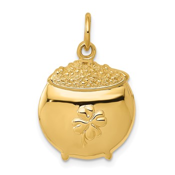 14k Pot of Gold with Clover Charm
