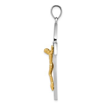14k Two-tone Crucifix with Flower Center Pendant — alternate view