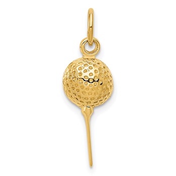 14k Domed Golf Ball on Tee Charm