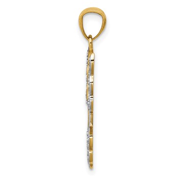 14k and White Rhodium Filigree Angel Pendant — alternate view